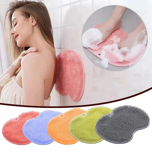 Exfoliating body scrubber mat brush