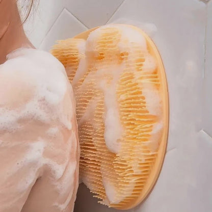 Exfoliating body scrubber mat brush