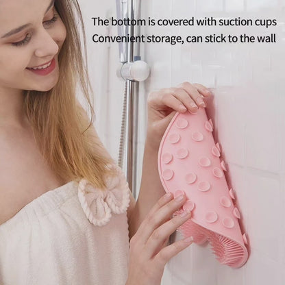 Exfoliating body scrubber mat brush