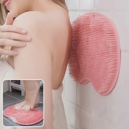 Exfoliating body scrubber mat brush
