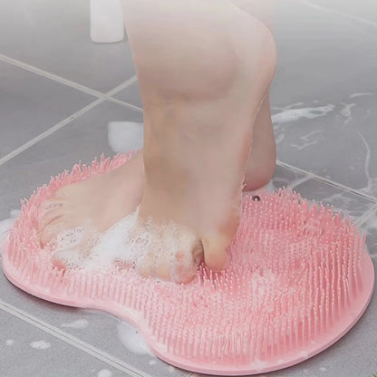 Exfoliating body scrubber mat brush