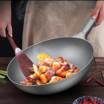 Grey wok pan