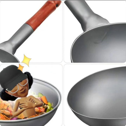 Grey wok pan