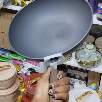Grey wok pan