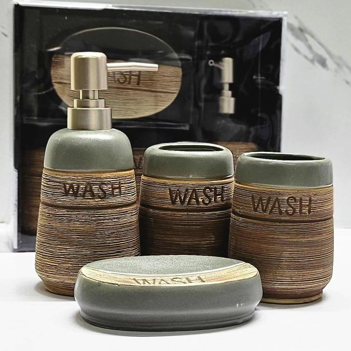 Ceramic Wash 4 In 1 Bathroom Set