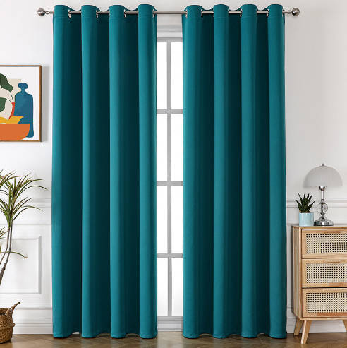 2Pc Luxury Textured Black Out  Curtains