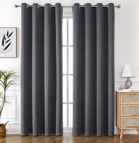 2Pc Luxury Textured Black Out  Curtains