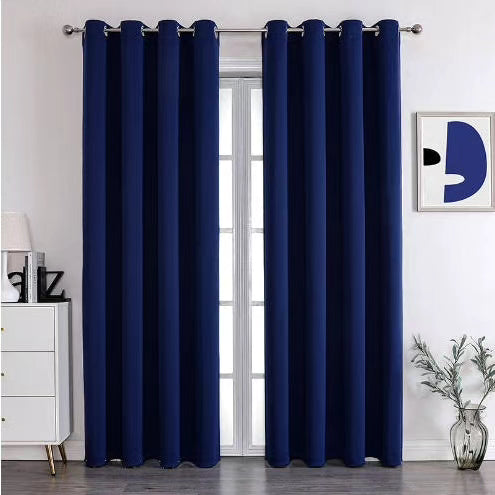 2Pc Luxury Textured Black Out  Curtains