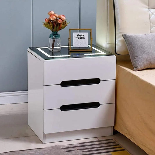 Wooden Bedside Drawer with LED