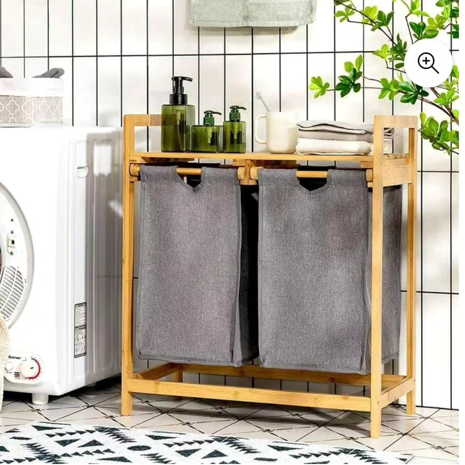 Bamboo Laundry Hamper with Detachable Laundry Rack