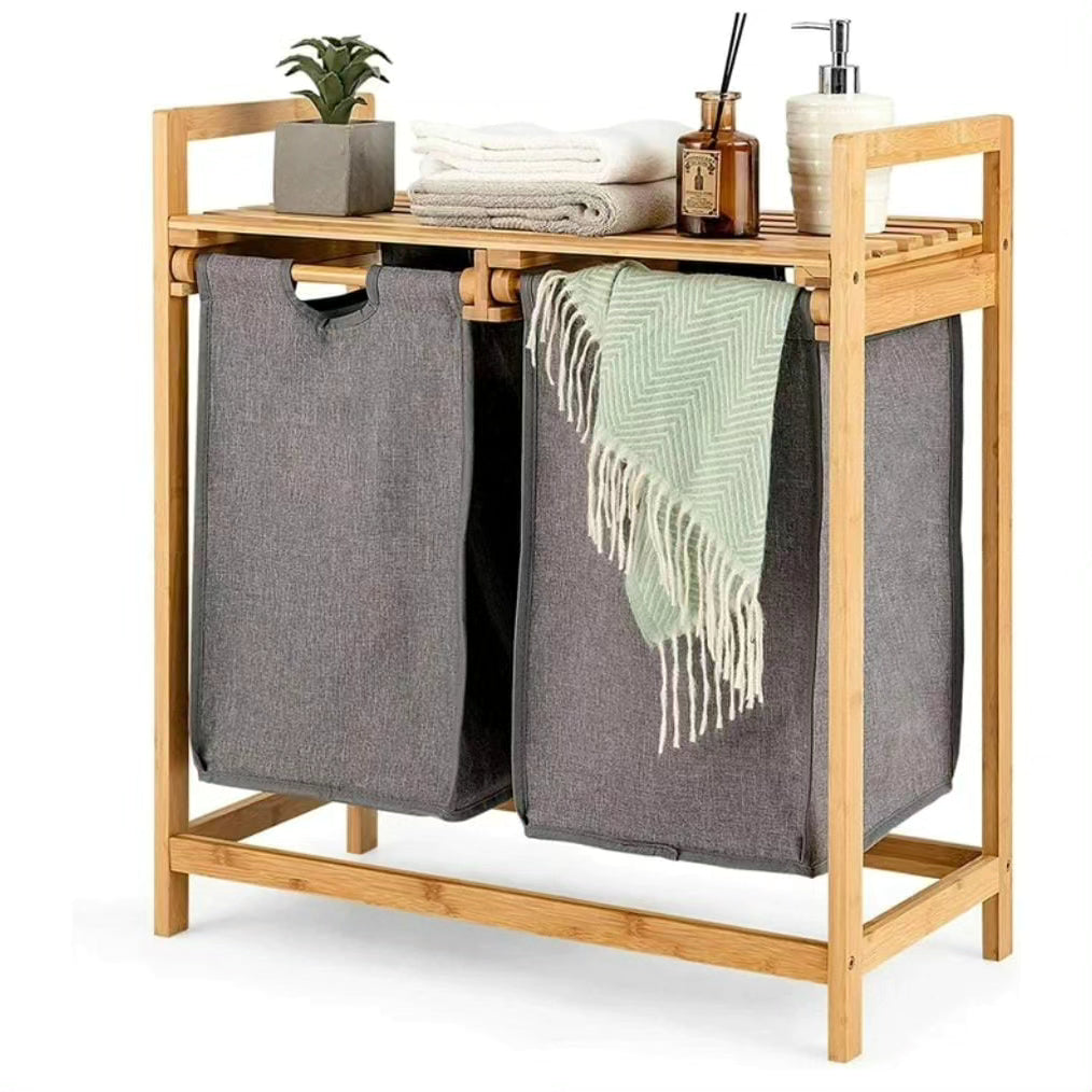 Bamboo Laundry Hamper with Detachable Laundry Rack