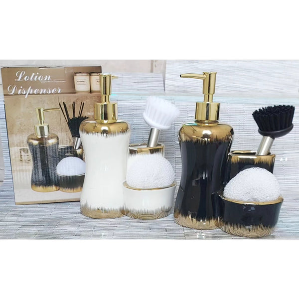 Soap dispenser with Make up Brush Holder