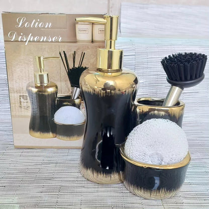 Soap dispenser with Make up Brush Holder