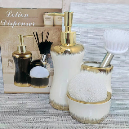 Soap dispenser with Make up Brush Holder