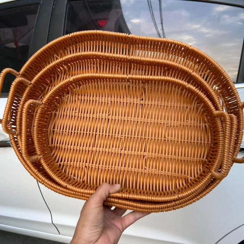 Set of 3 rattan basket