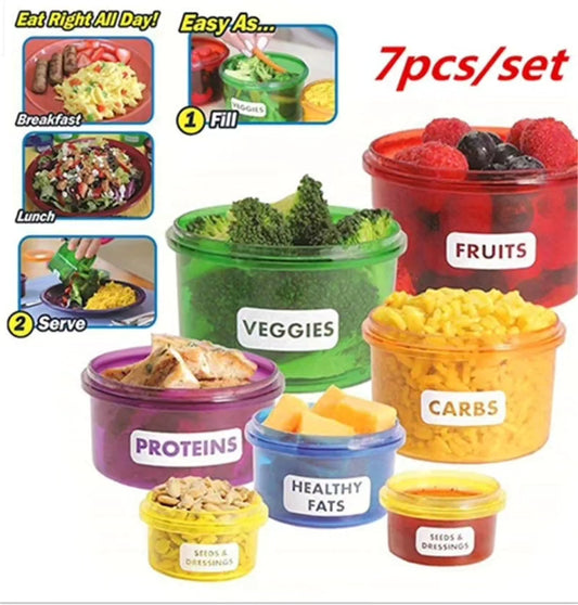 Portion control food containers set