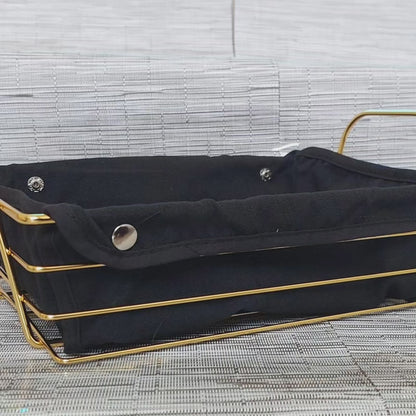 Gold frame black cloth storage basket