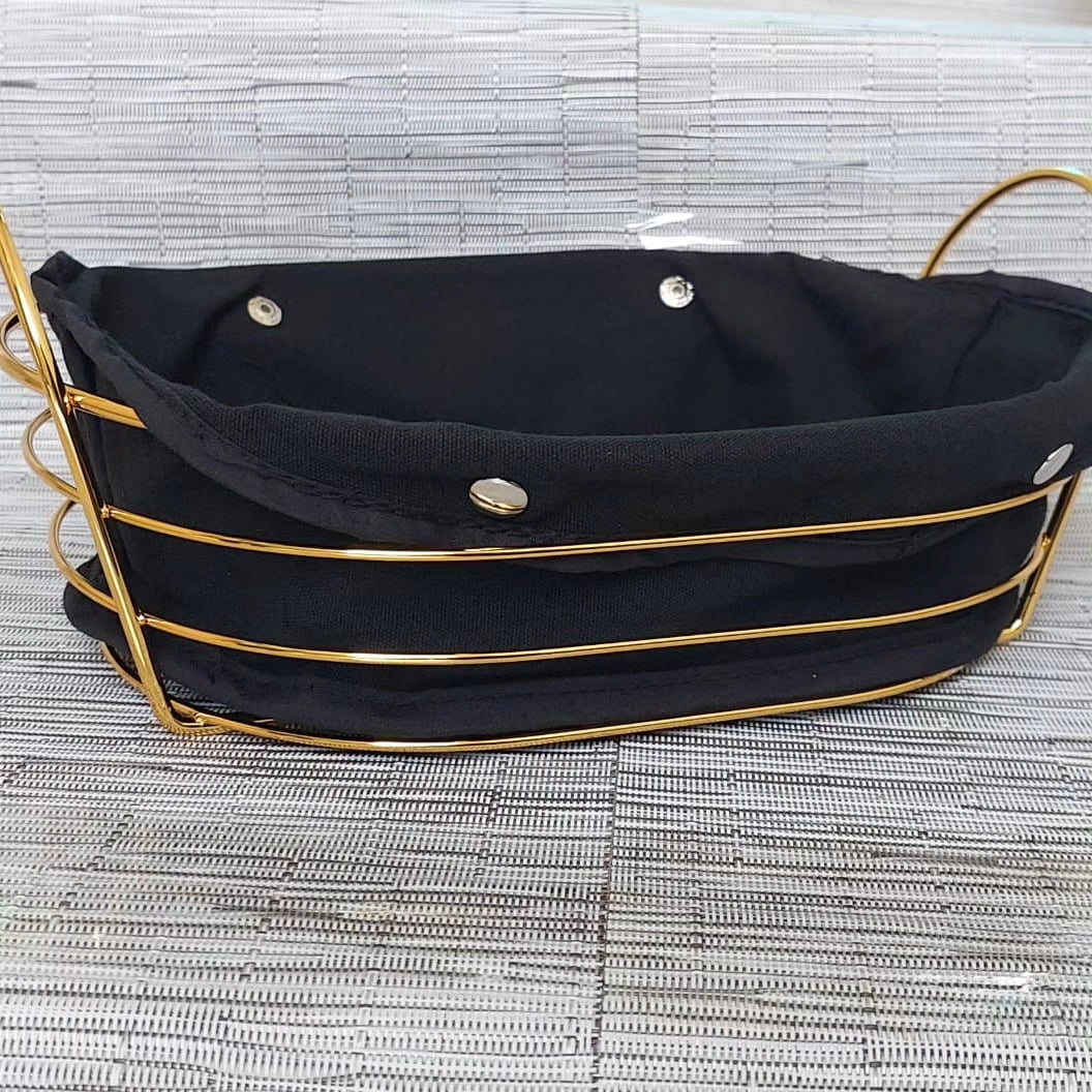 Gold frame black cloth storage basket