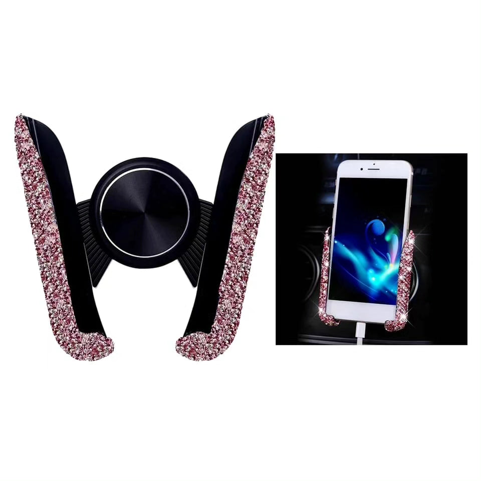 Car Phone Holder Diamond Crystal Car Air Vent Mount Clip