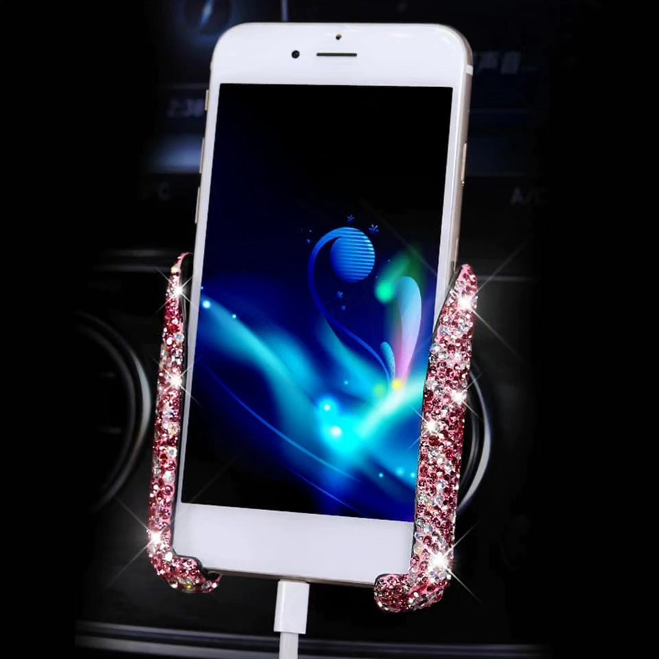 Car Phone Holder Diamond Crystal Car Air Vent Mount Clip