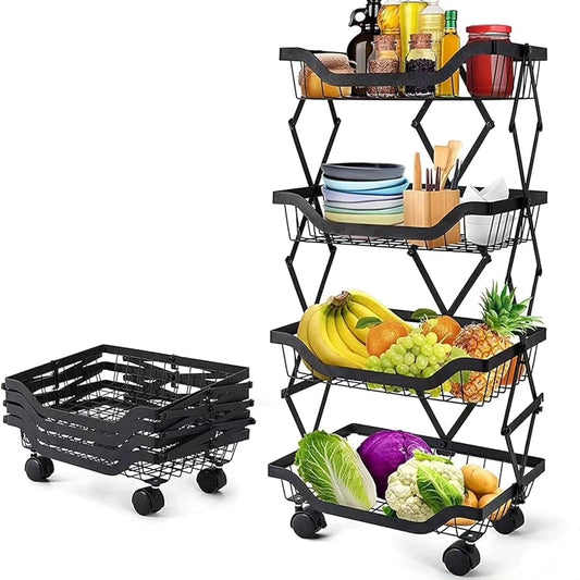 Retractable 4 layer vegetable rack