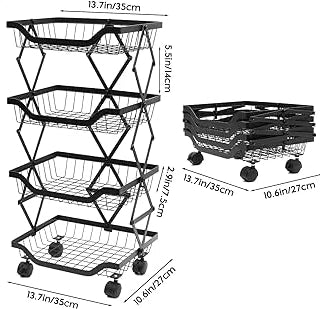 Retractable 4 layer vegetable rack