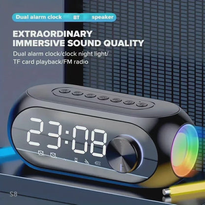 Portable Digital Alarm Clock with Bluetooth Speakers