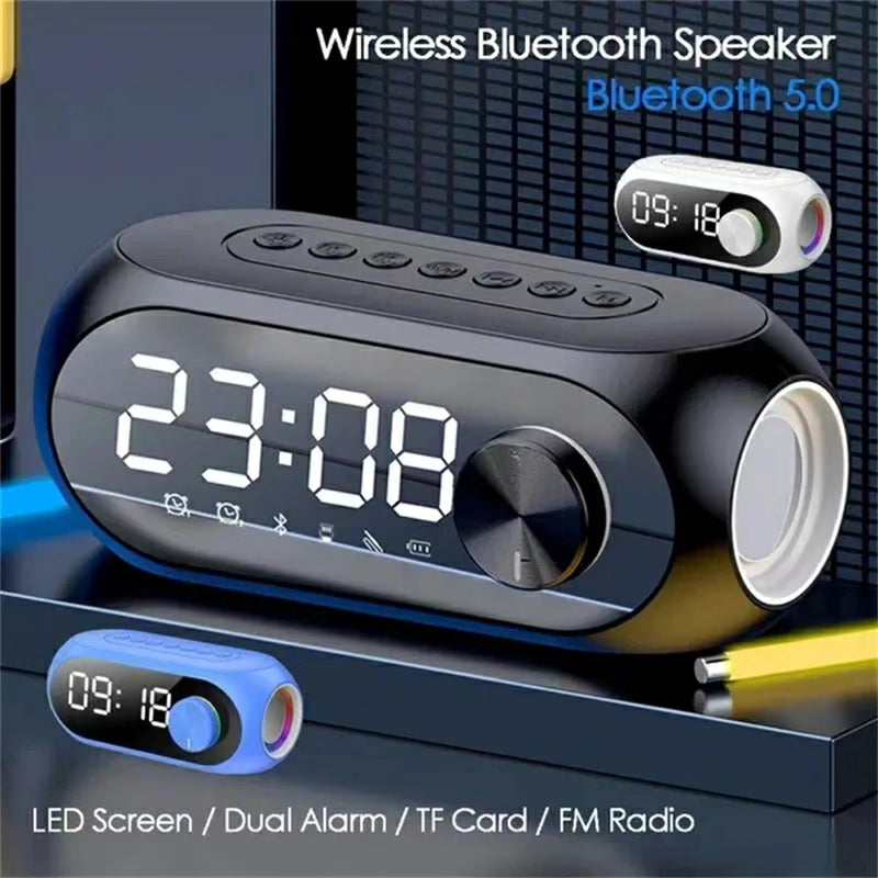 Portable Digital Alarm Clock with Bluetooth Speakers