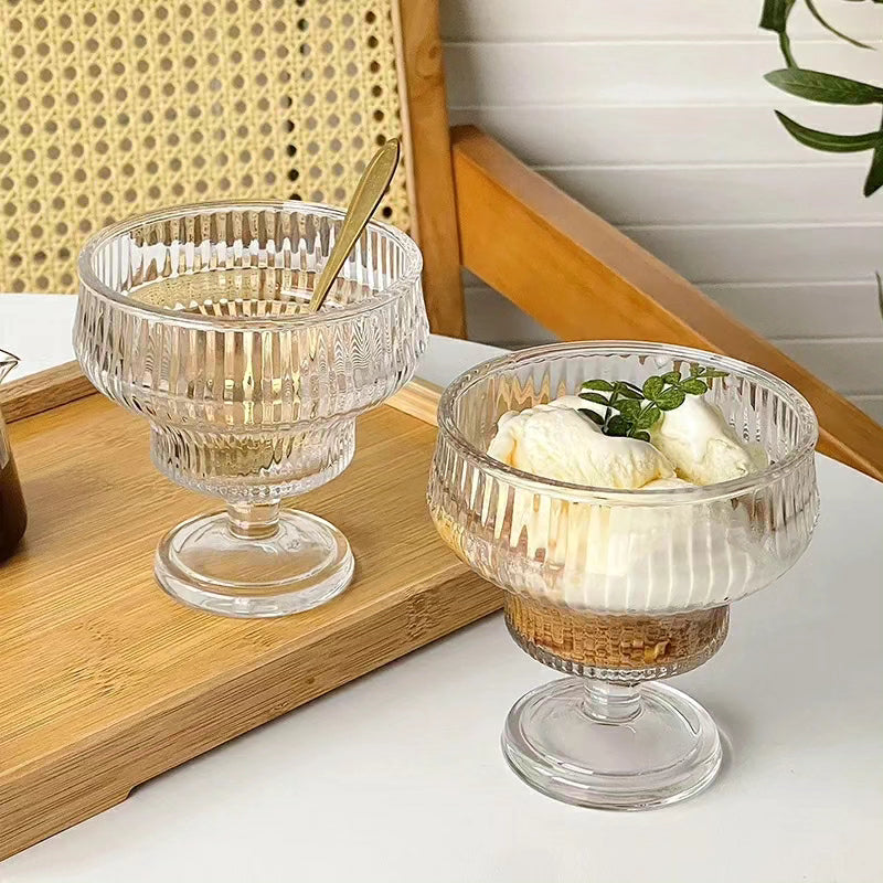 Stripped Ice Cream/Dessert Glass Cup (6pcs)