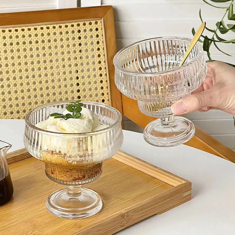 Stripped Ice Cream/Dessert Glass Cup (6pcs)