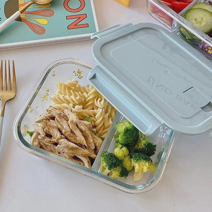 Partitioned glass lunch box