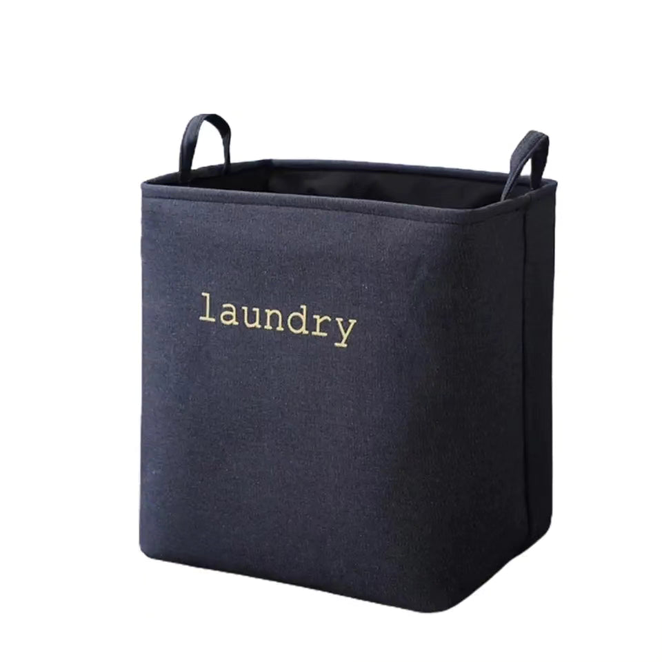 Cotton Linen Laundry Basket Navy BlackNov