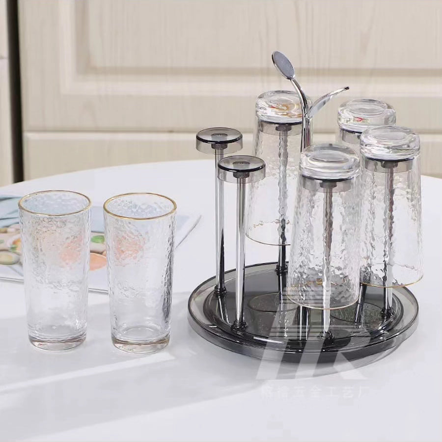 Durable Rust Free Scratch Free Rotating 6pc Glass Tumbler Holder