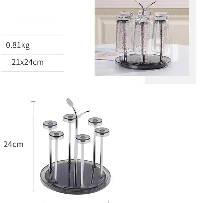 Durable Rust Free Scratch Free Rotating 6pc Glass Tumbler Holder