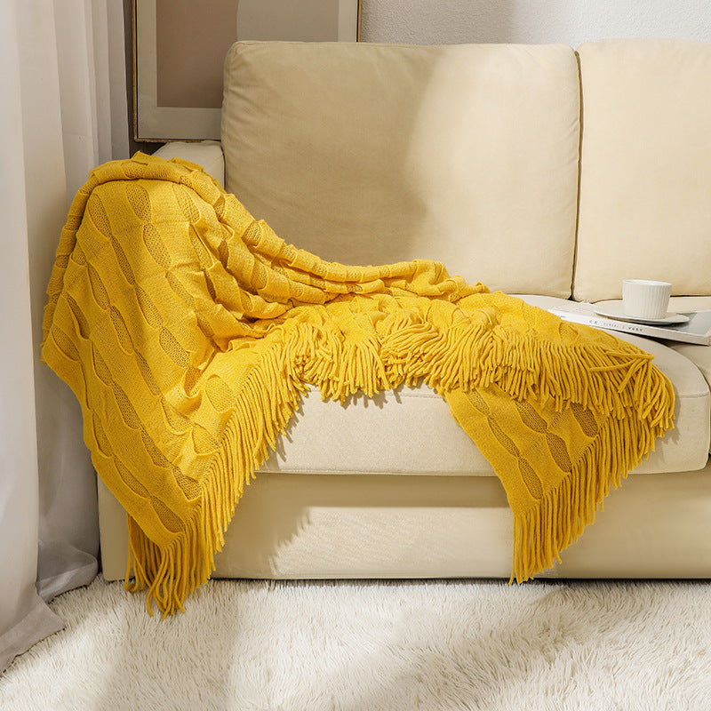 Solid Tassel Blanket