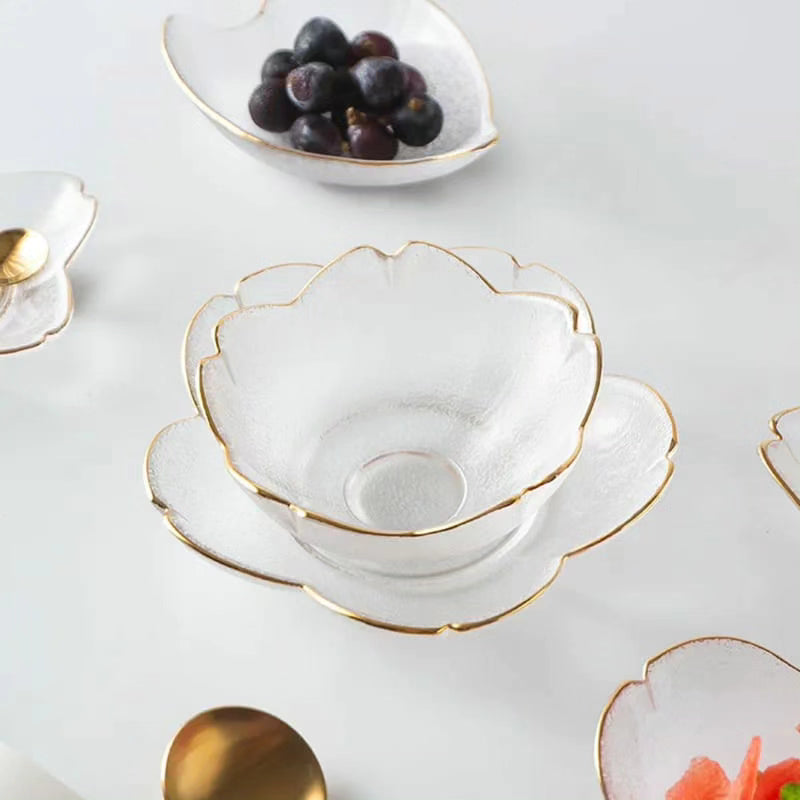 Gold Rim Glass Salad Bowls