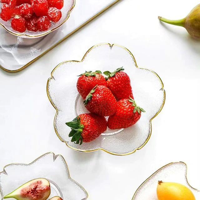 Gold Rim Glass Salad Bowls