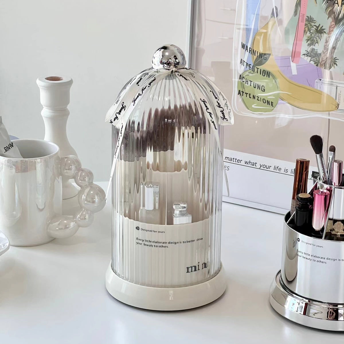 360 Rotating Desktop Makeup Brushes Holder