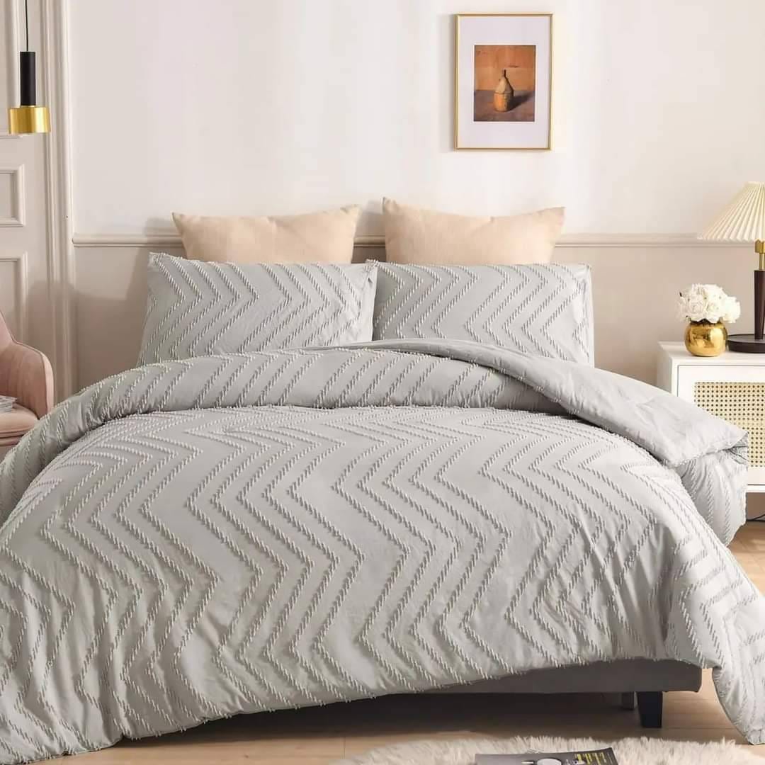 3Pc Tufted Wave Duvet Cover Set