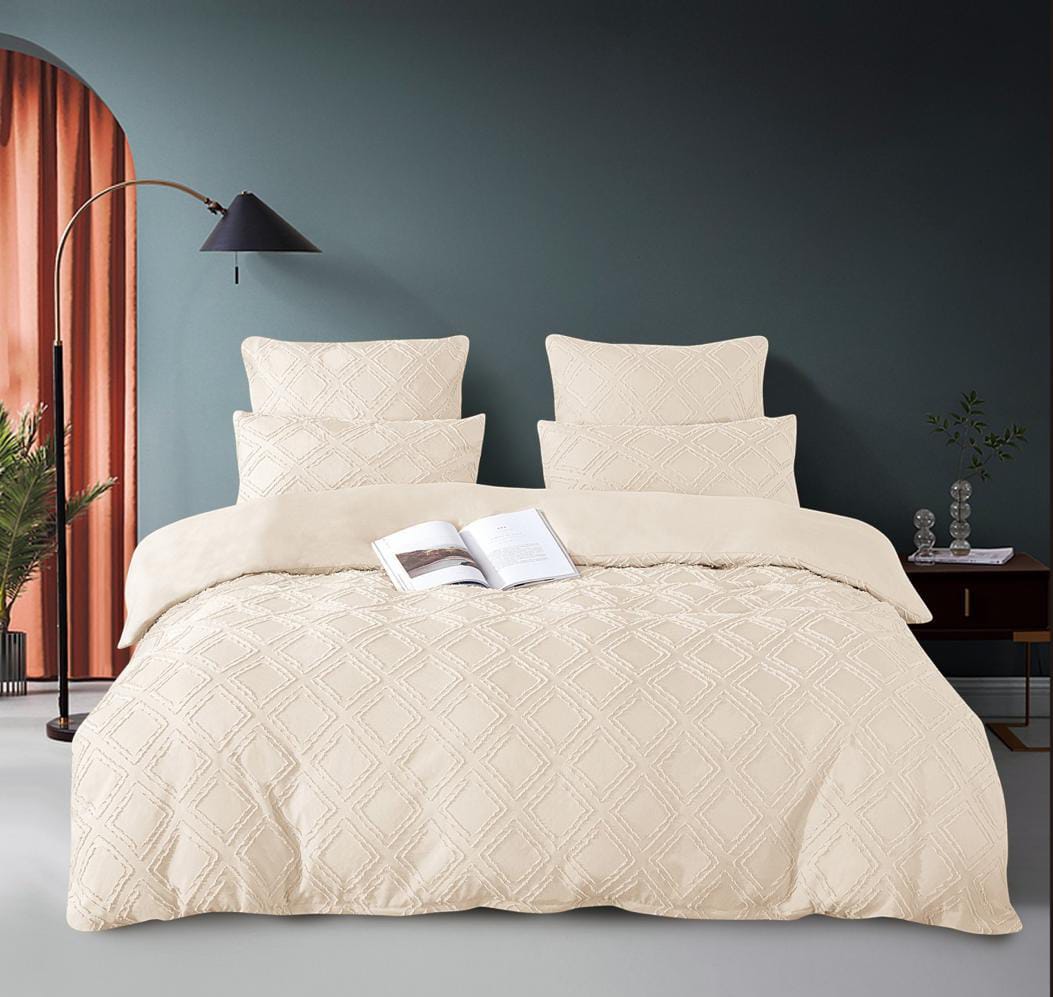 3Pc Tufted Wave Duvet Cover Set