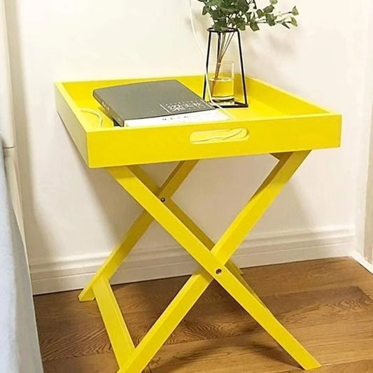 Foldable Wooden Side Table Yellow