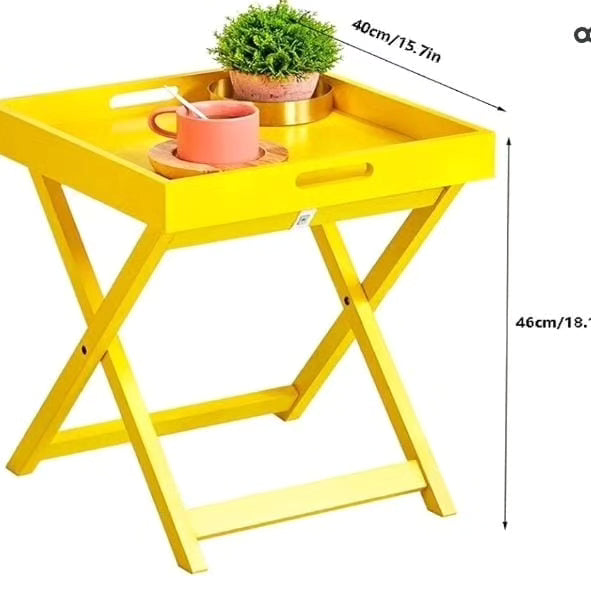 Foldable Wooden Side Table Yellow