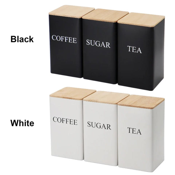 Set of 3 coffee sugar tea connisters