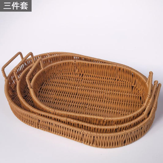 3pc Rattan oval basket