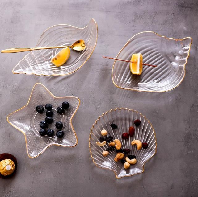 Creative glass shell shaped snack dessert plates