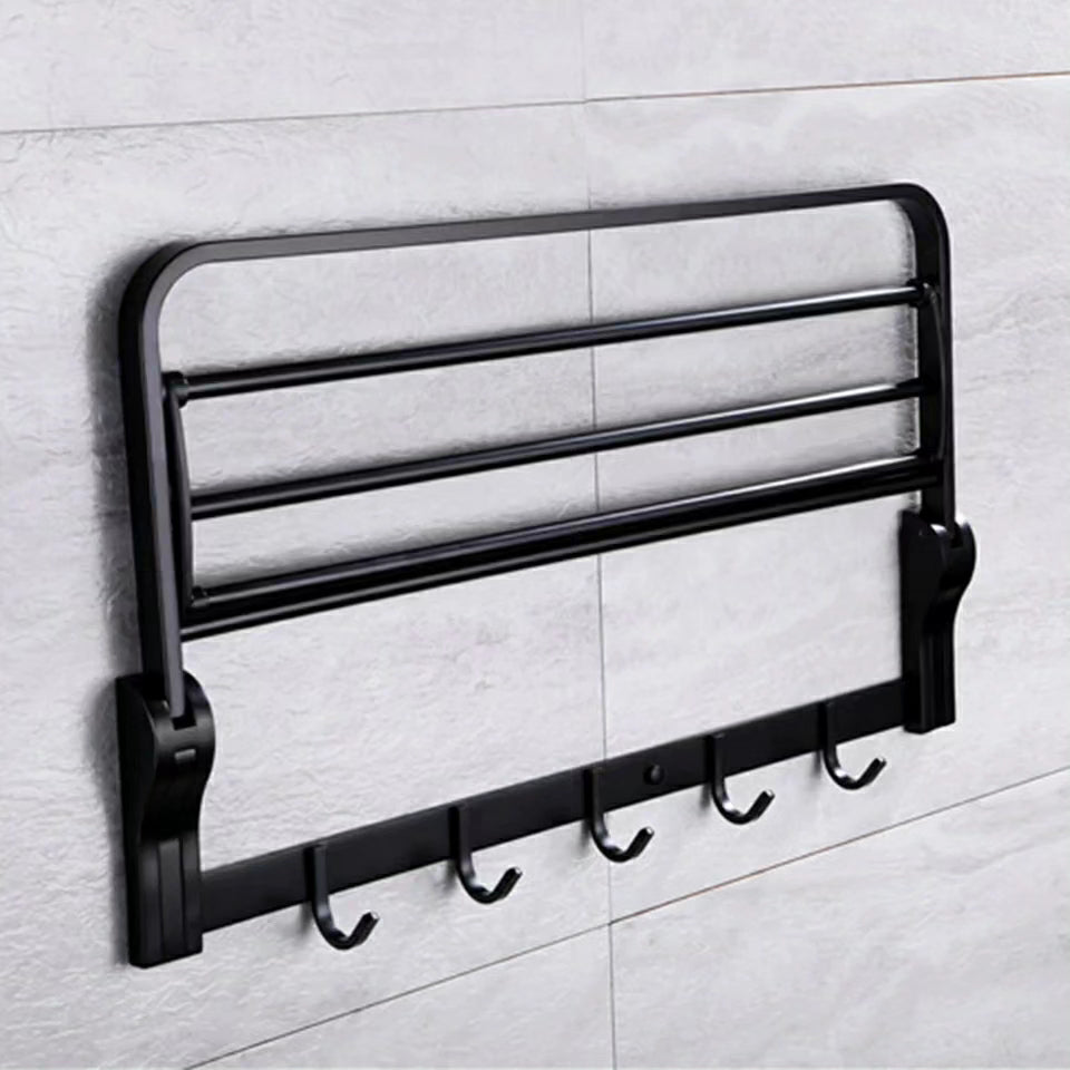Black Metallic 50cm Bathroom Towel Rack