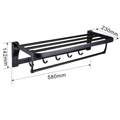 Black Metallic 50cm Bathroom Towel Rack