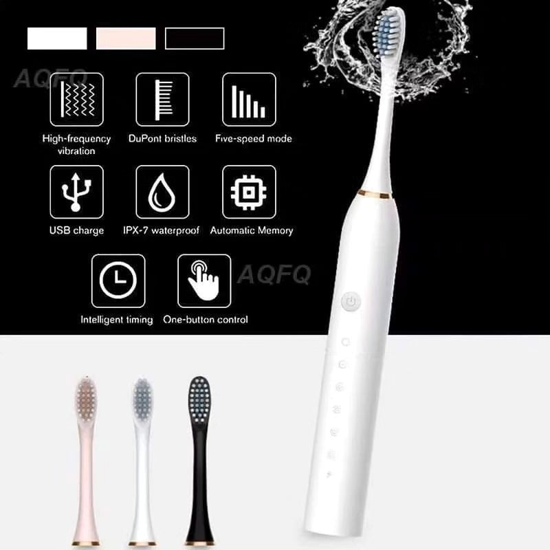 Electric rechargeable toothbrush with replacement heads