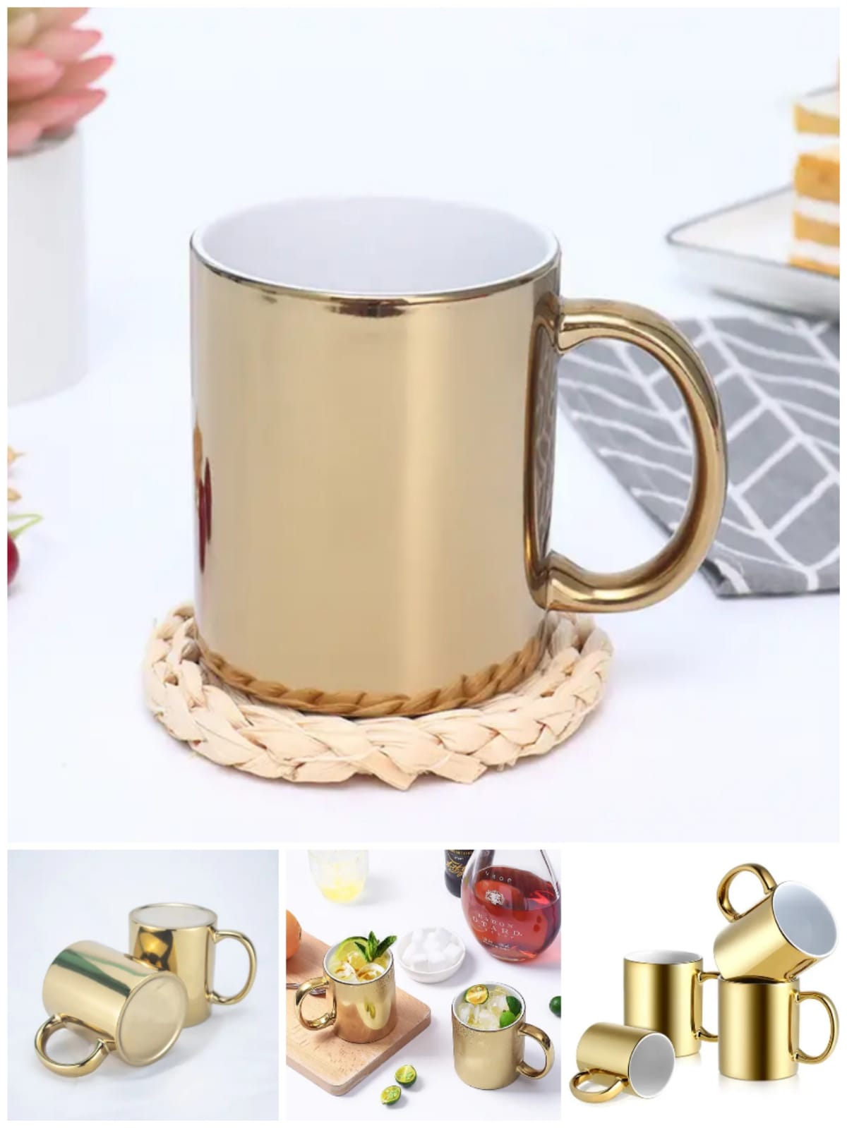 Silver and gold ceramic mugs sets