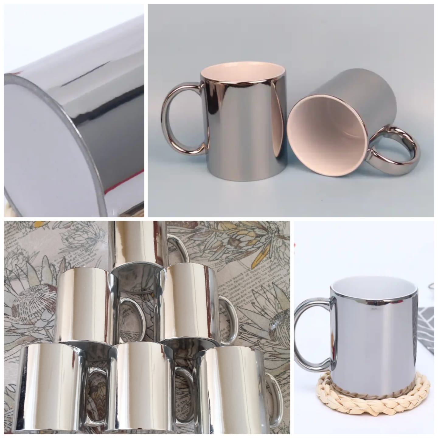 Silver and gold ceramic mugs sets